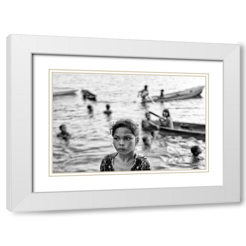 Life On The Water White Modern Wood Framed Art Print with Double Matting by Long, Kieron