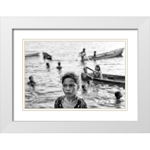 Life On The Water White Modern Wood Framed Art Print with Double Matting by Long, Kieron