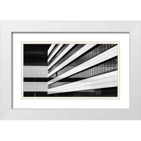 Industrial FaAsade | Receding Lines White Modern Wood Framed Art Print with Double Matting by Ruckert, Stephan