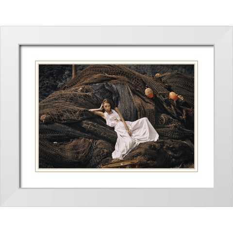 Aira White Modern Wood Framed Art Print with Double Matting by Koiki
