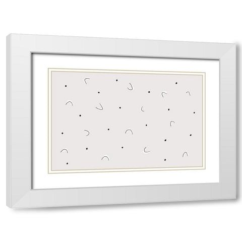 Dots and Shapes White Modern Wood Framed Art Print with Double Matting by uplusmestudio