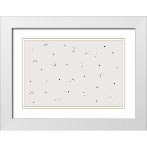 Dots and Shapes White Modern Wood Framed Art Print with Double Matting by uplusmestudio