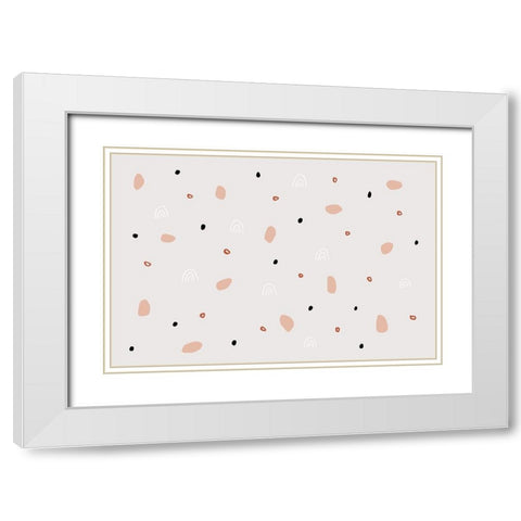 Happy Abstract White Modern Wood Framed Art Print with Double Matting by uplusmestudio
