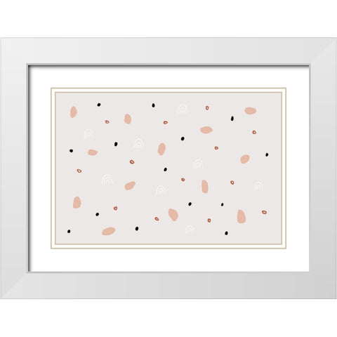 Happy Abstract White Modern Wood Framed Art Print with Double Matting by uplusmestudio
