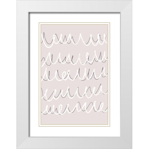 Irregular Scribbles White Modern Wood Framed Art Print with Double Matting by uplusmestudio