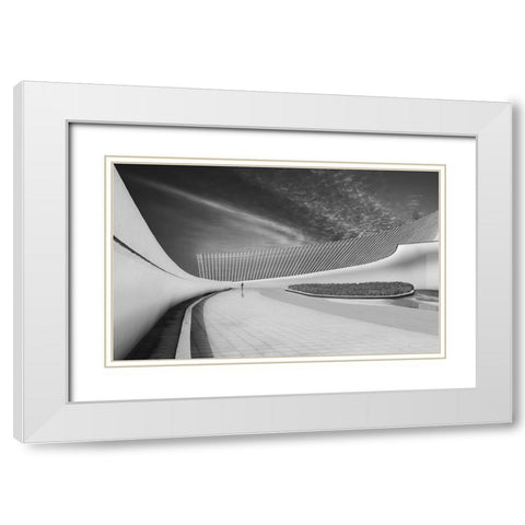 City Life White Modern Wood Framed Art Print with Double Matting by Xibiaohuang