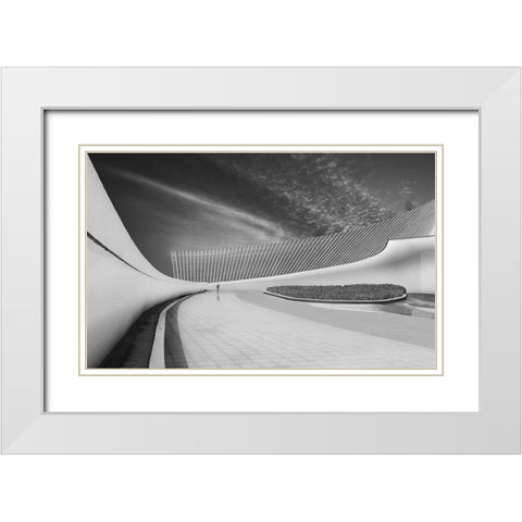City Life White Modern Wood Framed Art Print with Double Matting by Xibiaohuang