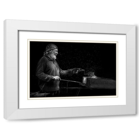 The Stars Maker White Modern Wood Framed Art Print with Double Matting by Benezech, Martine