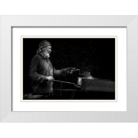 The Stars Maker White Modern Wood Framed Art Print with Double Matting by Benezech, Martine