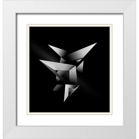Connected 2 White Modern Wood Framed Art Print with Double Matting by Gong, Yanyan