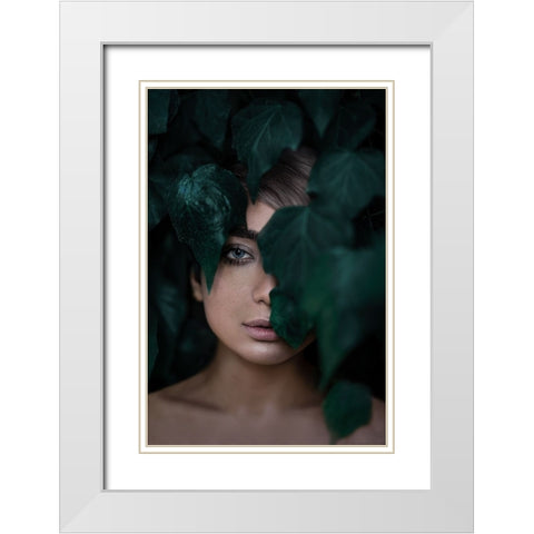 Her Eye White Modern Wood Framed Art Print with Double Matting by Hamedani, Ardalan
