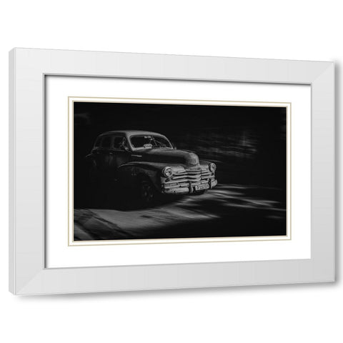 Havana Street White Modern Wood Framed Art Print with Double Matting by Morishige, Koji