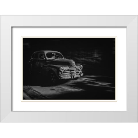 Havana Street White Modern Wood Framed Art Print with Double Matting by Morishige, Koji