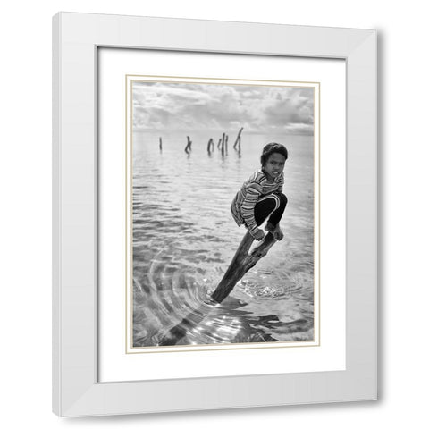 Sitting Pretty White Modern Wood Framed Art Print with Double Matting by Long, Kieron