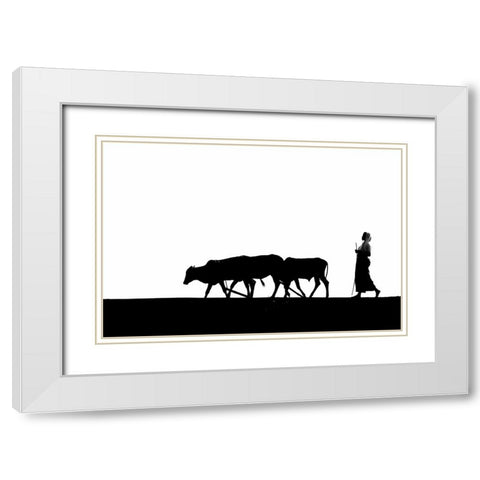 Silhouette White Modern Wood Framed Art Print with Double Matting by Mahapatra, Santanu