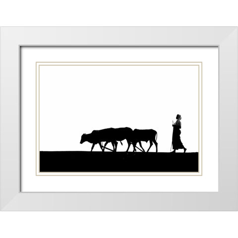 Silhouette White Modern Wood Framed Art Print with Double Matting by Mahapatra, Santanu