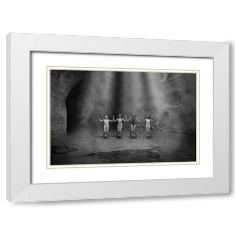 Ballet White Modern Wood Framed Art Print with Double Matting by Uhrin, Milan