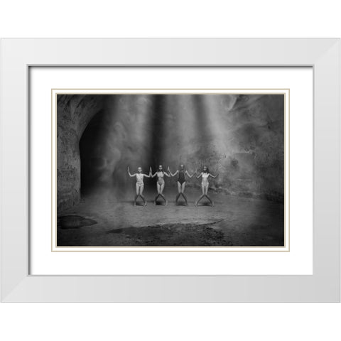 Ballet White Modern Wood Framed Art Print with Double Matting by Uhrin, Milan