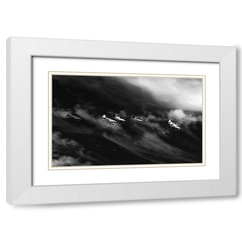 Flight On The Way White Modern Wood Framed Art Print with Double Matting by Wicklow, Jorgen