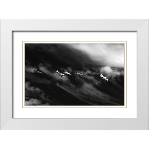 Flight On The Way White Modern Wood Framed Art Print with Double Matting by Wicklow, Jorgen