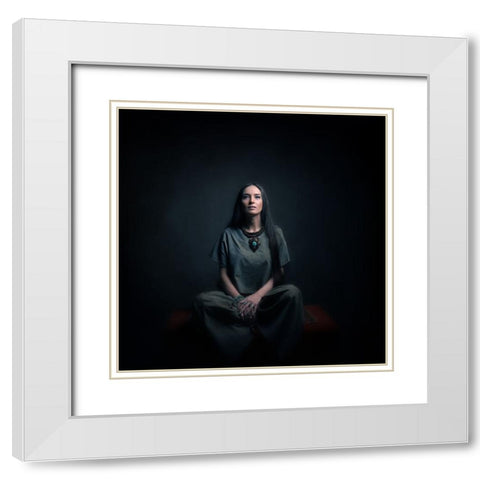 Persian Girl White Modern Wood Framed Art Print with Double Matting by Hasheminasab, Moein