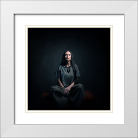 Persian Girl White Modern Wood Framed Art Print with Double Matting by Hasheminasab, Moein