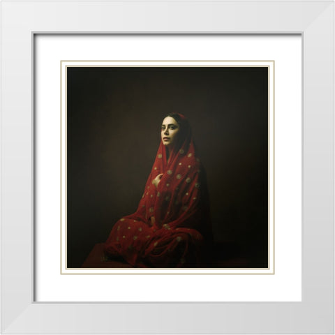 Persian Girl White Modern Wood Framed Art Print with Double Matting by Hasheminasab, Moein