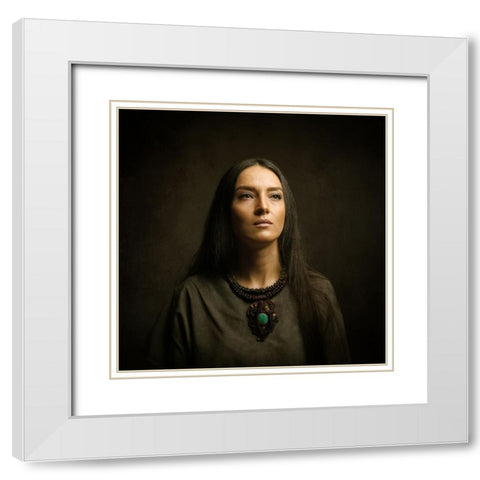 Persian Girl White Modern Wood Framed Art Print with Double Matting by Hasheminasab, Moein
