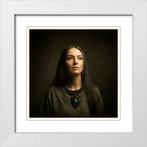 Persian Girl White Modern Wood Framed Art Print with Double Matting by Hasheminasab, Moein