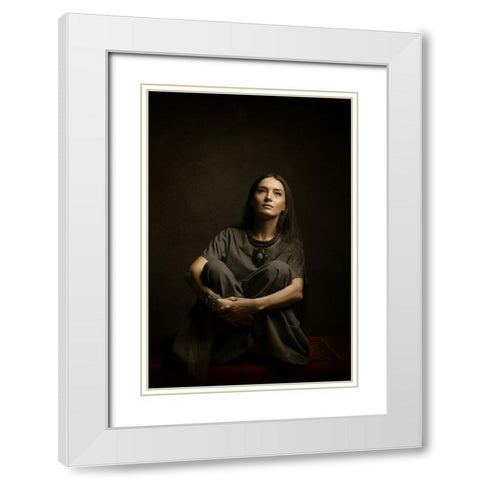 Persian Girl White Modern Wood Framed Art Print with Double Matting by Hasheminasab, Moein