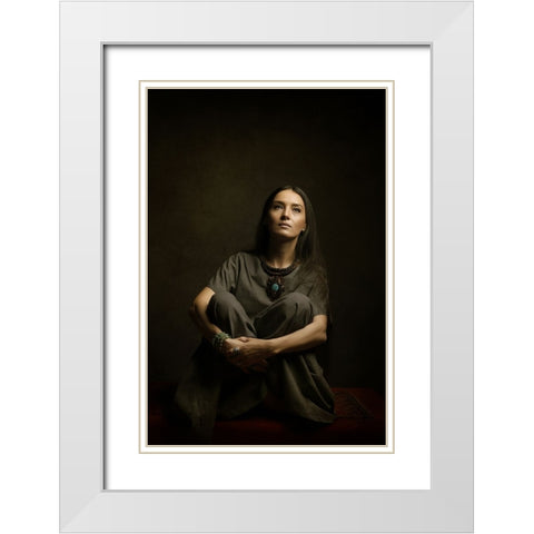 Persian Girl White Modern Wood Framed Art Print with Double Matting by Hasheminasab, Moein