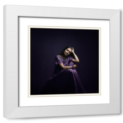 Persian Girl White Modern Wood Framed Art Print with Double Matting by Hasheminasab, Moein