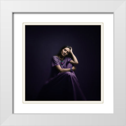 Persian Girl White Modern Wood Framed Art Print with Double Matting by Hasheminasab, Moein