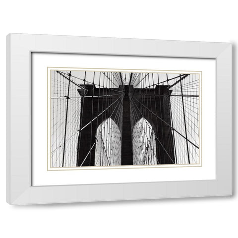 Brooklyn Bridge White Modern Wood Framed Art Print with Double Matting by Martin, Rikard