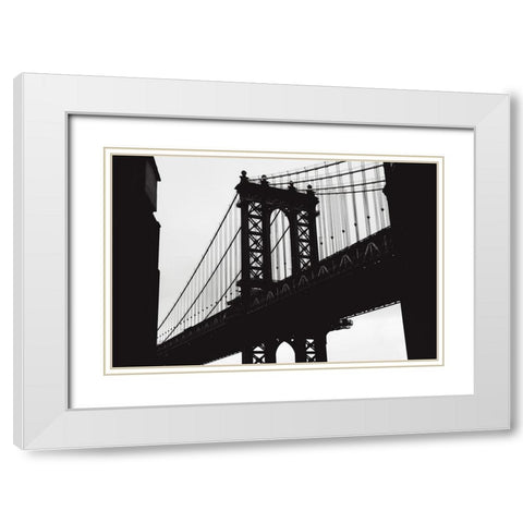 Manhattan Bridge White Modern Wood Framed Art Print with Double Matting by Martin, Rikard