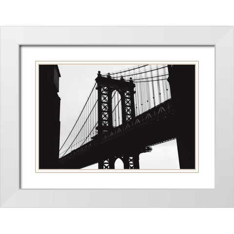 Manhattan Bridge White Modern Wood Framed Art Print with Double Matting by Martin, Rikard