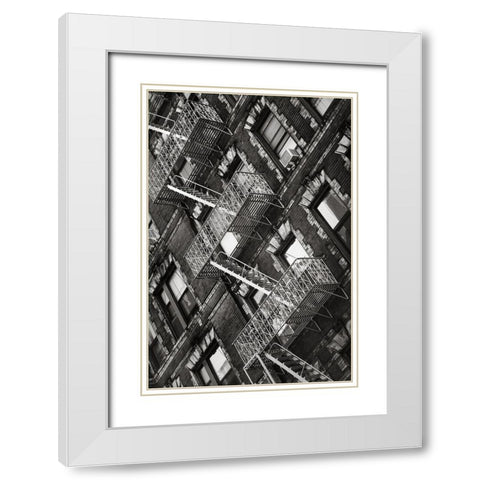 New York City Fire Escapes 04 White Modern Wood Framed Art Print with Double Matting by Martin, Rikard