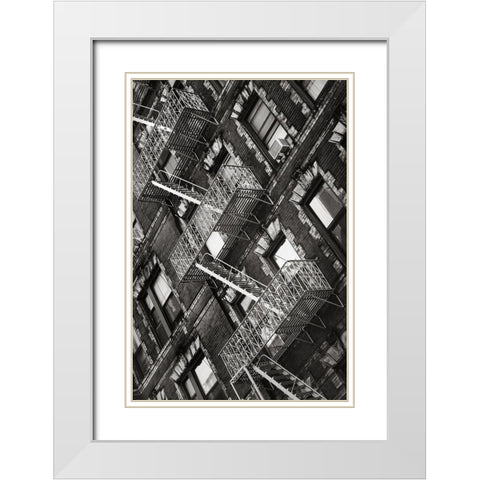 New York City Fire Escapes 04 White Modern Wood Framed Art Print with Double Matting by Martin, Rikard