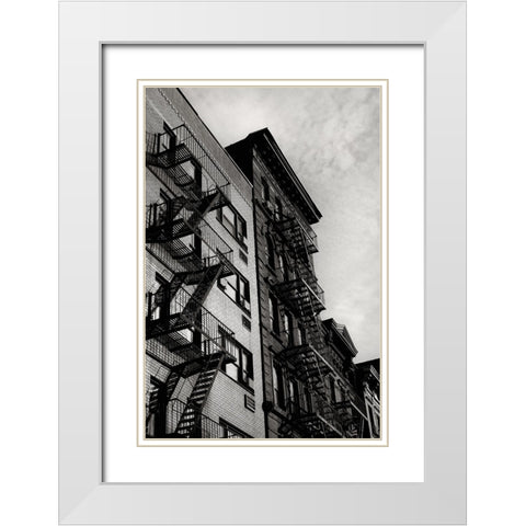 New York City Fire Escapes 05 White Modern Wood Framed Art Print with Double Matting by Martin, Rikard