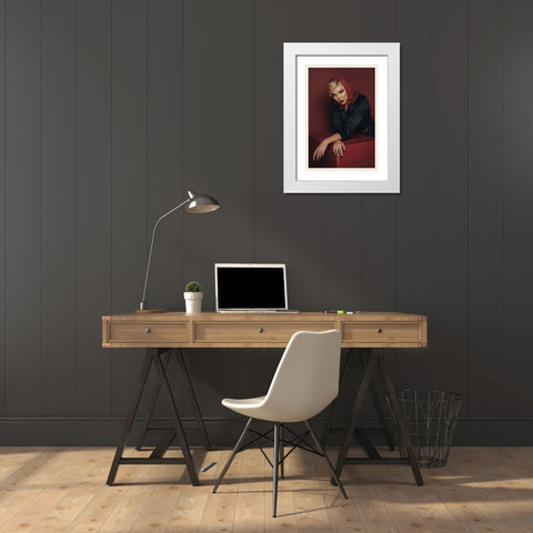 Red Scarf! White Modern Wood Framed Art Print with Double Matting by Behzadi Boroujeni, Amir