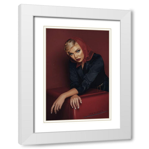 Red Scarf! White Modern Wood Framed Art Print with Double Matting by Behzadi Boroujeni, Amir