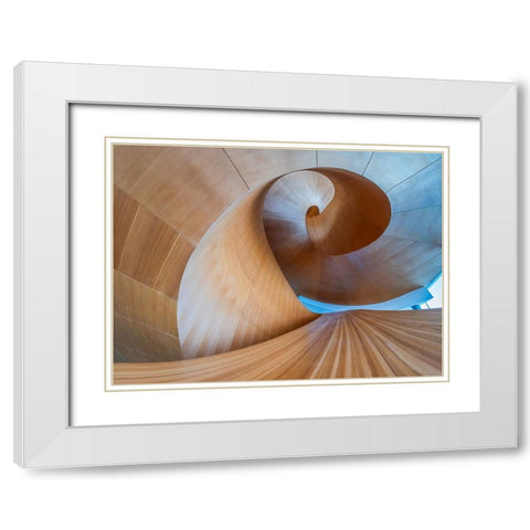 Toronto Ago Staircase -1 White Modern Wood Framed Art Print with Double Matting by Luo, Edwin