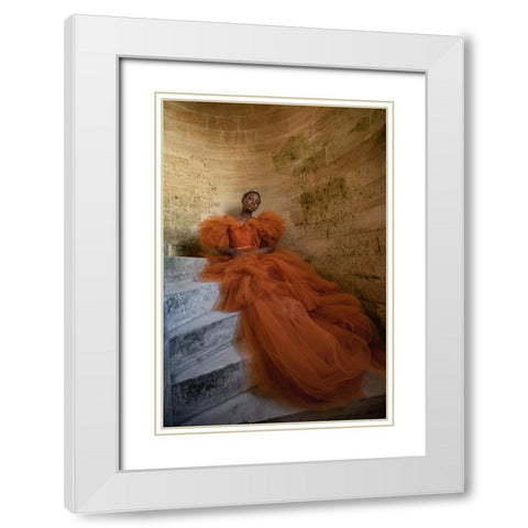 Beauty In Orange 1 White Modern Wood Framed Art Print with Double Matting by Dixon, Colin