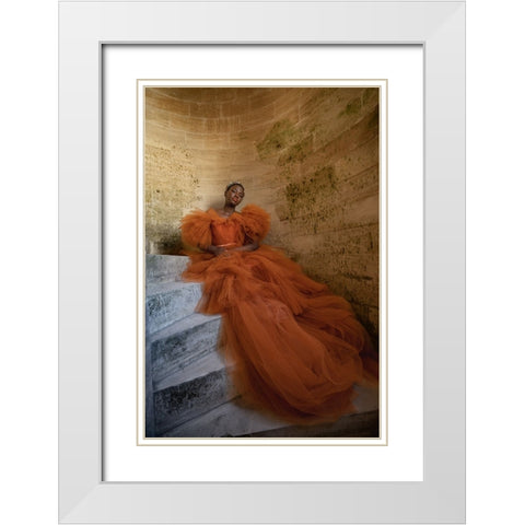 Beauty In Orange 1 White Modern Wood Framed Art Print with Double Matting by Dixon, Colin