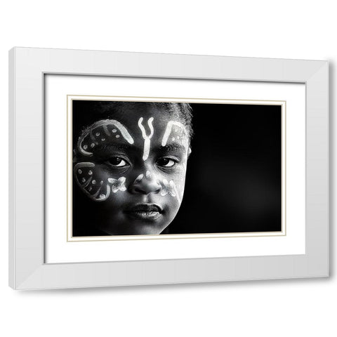 Girl White Modern Wood Framed Art Print with Double Matting by Strelok