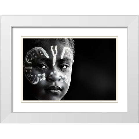 Girl White Modern Wood Framed Art Print with Double Matting by Strelok
