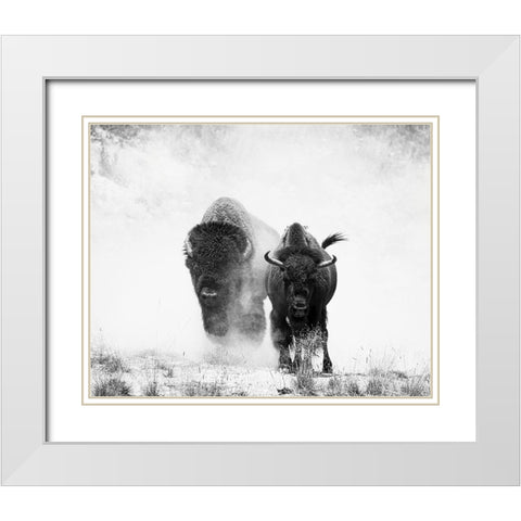Couple White Modern Wood Framed Art Print with Double Matting by Yu, Wenjin