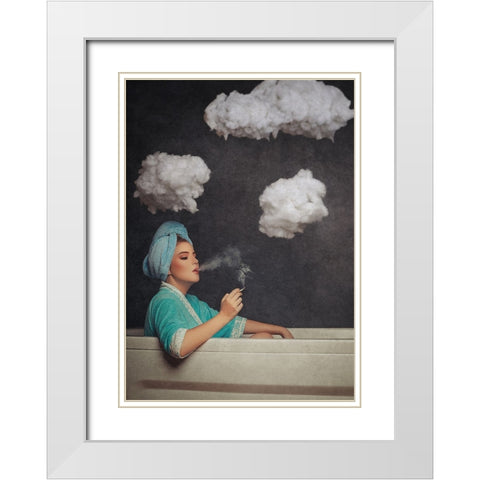 Smoke Out White Modern Wood Framed Art Print with Double Matting by Abdillah, Djayent