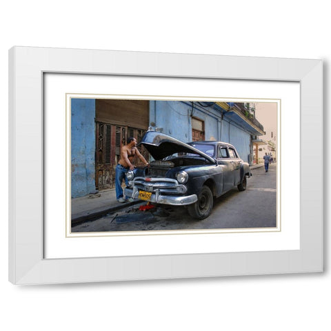 Waiting For Autopart White Modern Wood Framed Art Print with Double Matting by Creativeartsolution, Khoshro