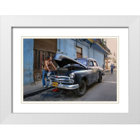 Waiting For Autopart White Modern Wood Framed Art Print with Double Matting by Creativeartsolution, Khoshro